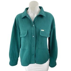 Brixton Women's Teal Green Long Sleeve Fleece Button Down Sweater Jacket Size S
